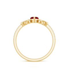 1.50 CT Lab Grown Ruby Celtic Knot Ring with Diamond
