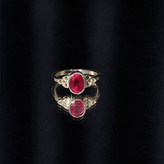 Oval Shape Lab Grown Ruby Solitaire Celtic Knot Ring