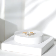 Certified Moissanite Teardrop Engagement Ring with Side Stones