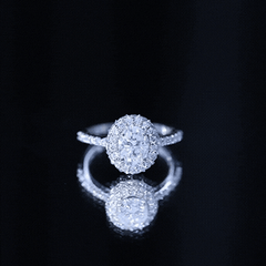 Brilliant Cut Moissanite Classic Engagement Ring with Halo
