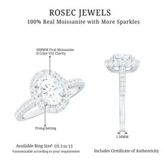 Brilliant Cut Moissanite Classic Engagement Ring with Halo