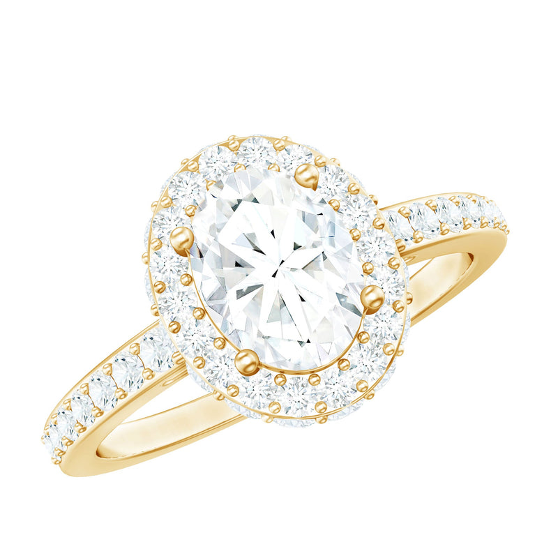Brilliant Cut Moissanite Classic Engagement Ring with Halo