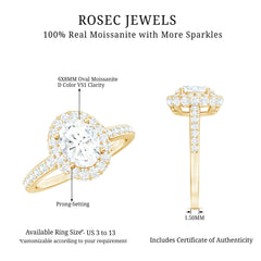 Brilliant Cut Moissanite Classic Engagement Ring with Halo