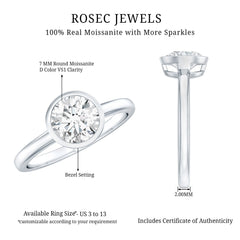 1.50 CT Moissanite Bezel Set Engagement Ring For Women