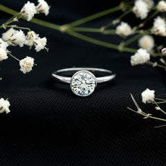 1.50 CT Moissanite Bezel Set Engagement Ring For Women
