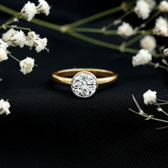 1.50 CT Moissanite Bezel Set Engagement Ring For Women