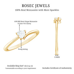 Heart Shaped Moissanite Dainty Promise Ring for Her