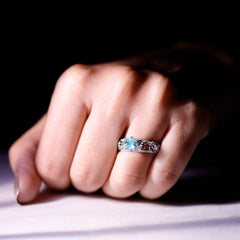 1 CT Vintage Style Aquamarine and Diamond Engagement Ring