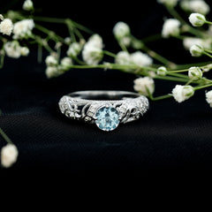 1 CT Vintage Style Aquamarine and Diamond Engagement Ring