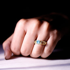 1 CT Vintage Style Aquamarine and Diamond Engagement Ring