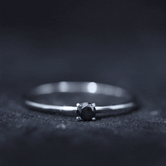 Simple Black Onyx Solitaire Promise Ring for Women