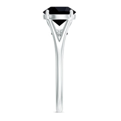 Real 8mm Black Onyx Solitaire Ring with Hidden Moissanite