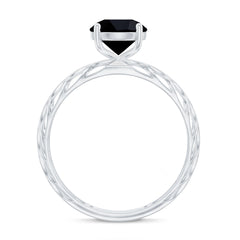 Natural 2.6 Carat Black Spinel Solitaire Engagement Ring for Women