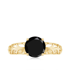 Natural 2.6 Carat Black Spinel Solitaire Engagement Ring for Women