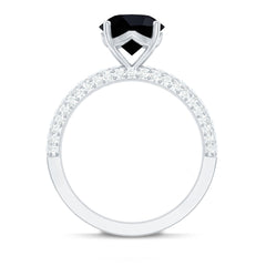 Solitaire 8MM Black Onyx Engagement Ring with Moissanite