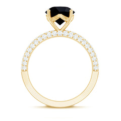 Solitaire 8MM Black Onyx Engagement Ring with Moissanite