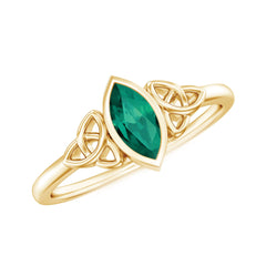 Bezel Set Lab Grown Emerald Celtic Knot Promise Ring