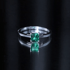 Certified Lab Grown Emerald Princess Cut Engagement Ring