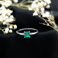 Certified Lab Grown Emerald Princess Cut Engagement Ring