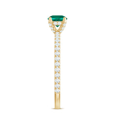 Certified Lab Grown Emerald Solitaire Engagement Ring with Diamond