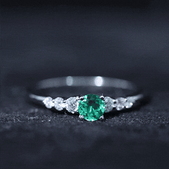 Round Lab Grown Emerald Diamond Promise Ring with Certificate
