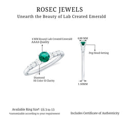 Round Lab Grown Emerald Diamond Promise Ring with Certificate