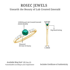 Round Lab Grown Emerald Diamond Promise Ring with Certificate