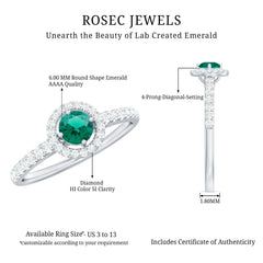 Certified Lab Grown Emerald Diamond Halo Engagement Ring