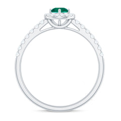 Certified Lab Grown Emerald Diamond Halo Engagement Ring