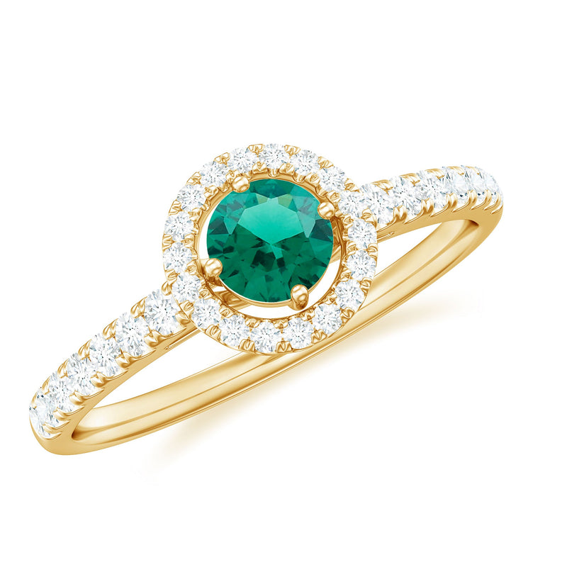 Certified Lab Grown Emerald Diamond Halo Engagement Ring