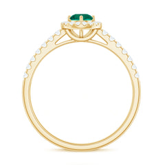 Certified Lab Grown Emerald Diamond Halo Engagement Ring