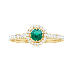 Certified Lab Grown Emerald Diamond Halo Engagement Ring