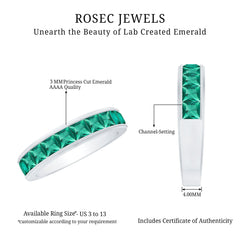 Princess Cut Lab Created Emerald Half Eternity Band