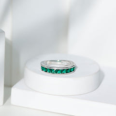Princess Cut Lab Created Emerald Half Eternity Band
