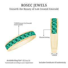 Princess Cut Lab Created Emerald Half Eternity Band
