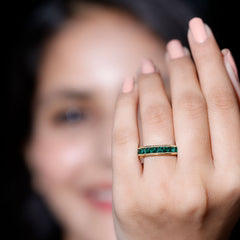 Princess Cut Lab Created Emerald Half Eternity Band