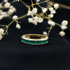 Princess Cut Lab Created Emerald Half Eternity Band