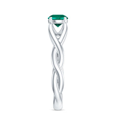 Certified Lab Grown Emerald Crossover Ring with Diamond