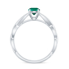 Certified Lab Grown Emerald Crossover Ring with Diamond