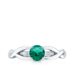 Certified Lab Grown Emerald Crossover Ring with Diamond