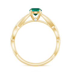 Certified Lab Grown Emerald Crossover Ring with Diamond
