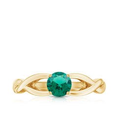 Certified Lab Grown Emerald Crossover Ring with Diamond