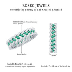 Braided Lab Grown Emerald Wedding Band with Moissanite