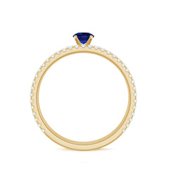 Certified 0.6 Carat Lab Grown Blue Sapphire Engagement Ring Set with Diamond