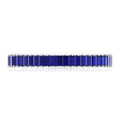 Certified Lab Grown Blue Sapphire Baguette Eternity Band Ring