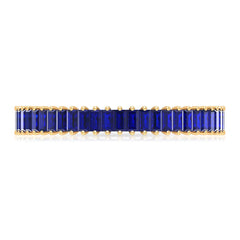 Certified Lab Grown Blue Sapphire Baguette Eternity Band Ring