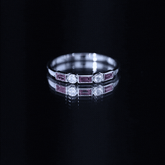 Pink Tourmaline and Moissanite Stackable Ring in Bezel Setting