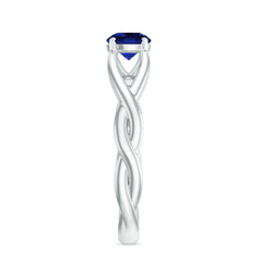 Certified 0.6 Carat Lab Grown Blue Sapphire Promise Ring with Surprise Diamond