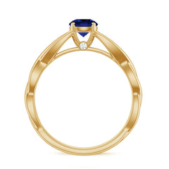Certified 0.6 Carat Lab Grown Blue Sapphire Promise Ring with Surprise Diamond