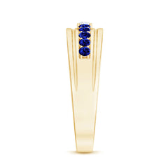 Certified Moissanite and Lab Created Blue Sapphire Anniversary Band